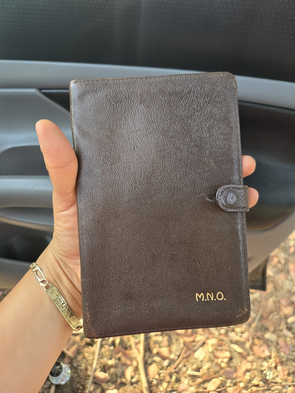 Genuine Leather Brown Wallet with Gold Embossing